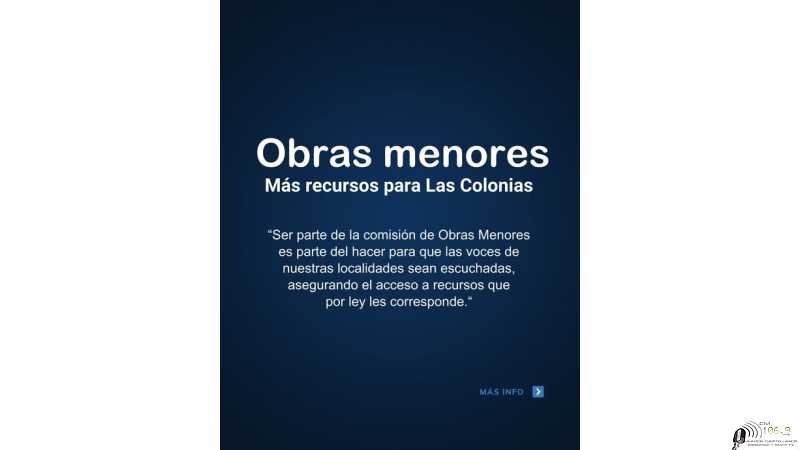 Ruben Pirola Avances en Obras Menores ver localidades beneficiadas