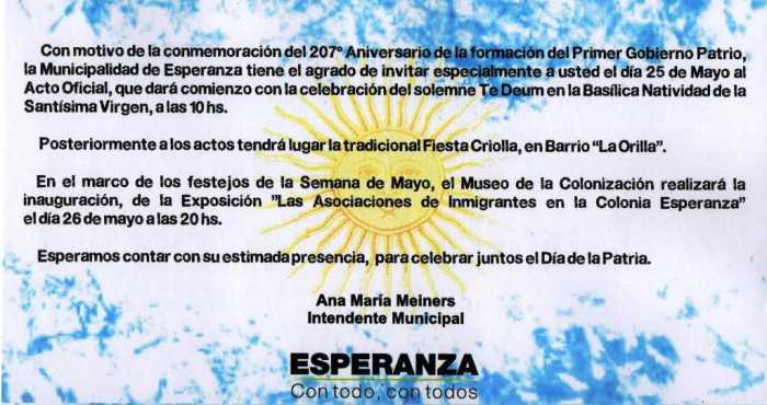 INVITACIÓN ACTOS 25 DE MAYO&nbsp;