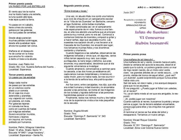Los trabajos ganadores del VI Concurso Literario Regional Rubén Leonardi