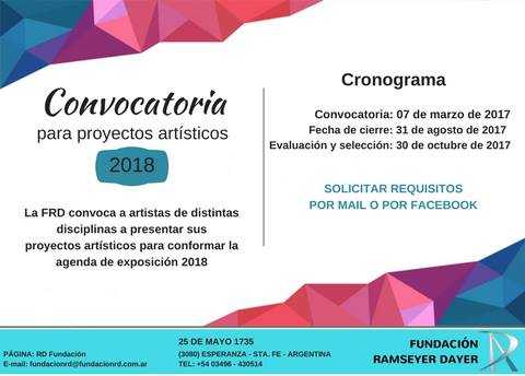 Convocatoria para proyectos artísticos de exposición. FRD