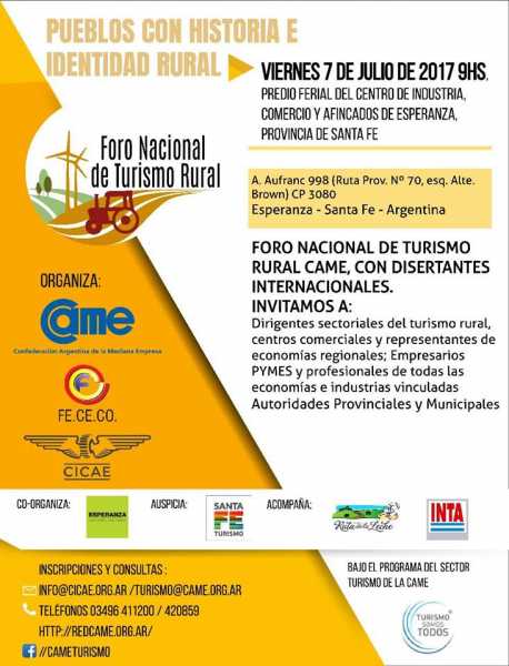 7 de Julio Foro Nacional de Turismo Rural en Predio Ferial de ciudad de Esperanza