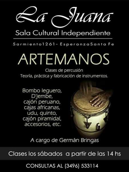 ARTEMANOS para aprender percusión de varios instrumentos en Esperanza