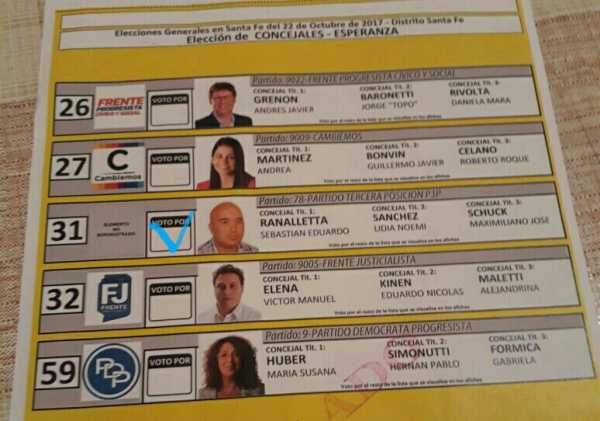 Asi sera la boleta para las elecciones del 22 de octubre en Esperanza