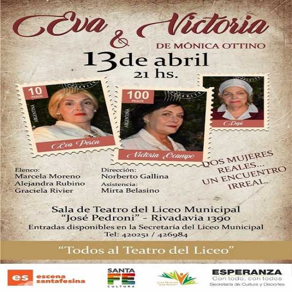 Secretaría de Cultura y Deportes, invita a la comunidad a la puesta en escena de la obra “Eva y Victoria”, de Mónica Ottino. 