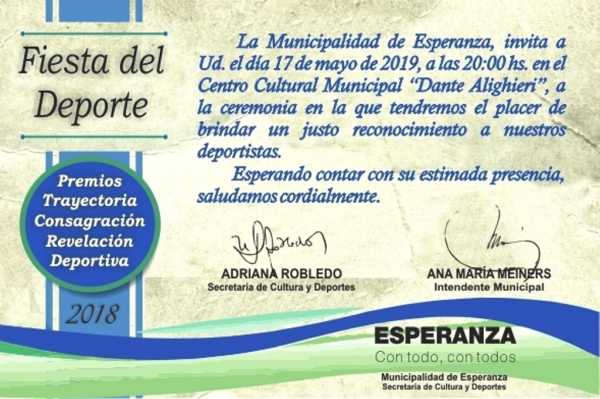 6º edición de la Fiesta del Deporte Será el viernes 17 mayo en el Dante