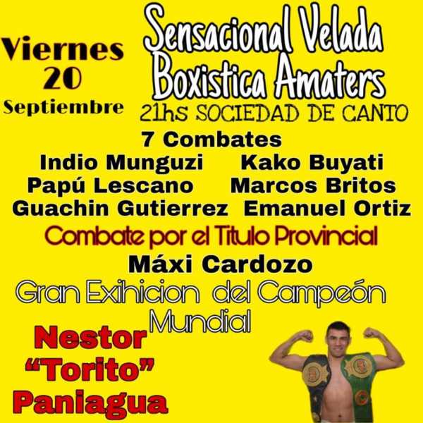 20 Sep en Sociedad de Canto habra boxeo amateurs 7 combate se invitar apoyar a los locales