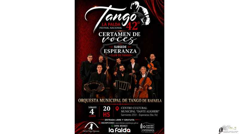 Gran evento de tango en Esperanza sábado 4 julio