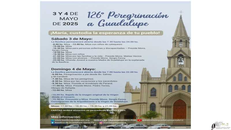 3 y 4 de Mayo se vivira la Peregrinación a Guadalupe en Sta Fe