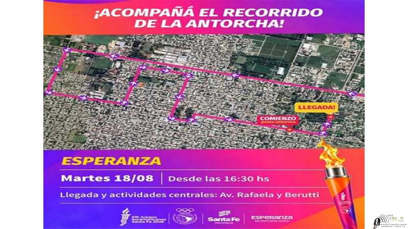 El próximos martes tenemos un recorrido especial  El Fuego de los XIII Juegos Suramericanos Santa Fe 2026 llega a Esperanza