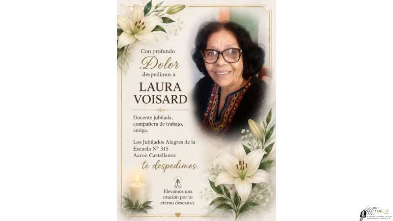 Falleció en Esperanza jueves 4 junio 2026 Laura Beatriz Voisard de Werly 68 Años 