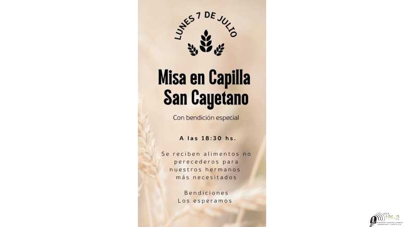 Lunes 7 Julio misa en San Cayetano