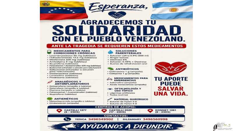 Desde Esperanza solicitan colaboración para Venezuela